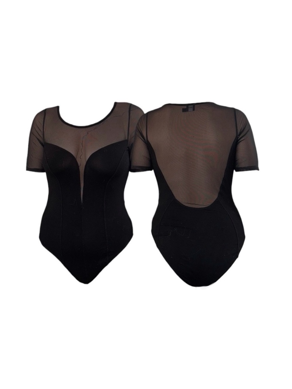 ASOS Black Mesh Panel Short Sleeve Bodysuit